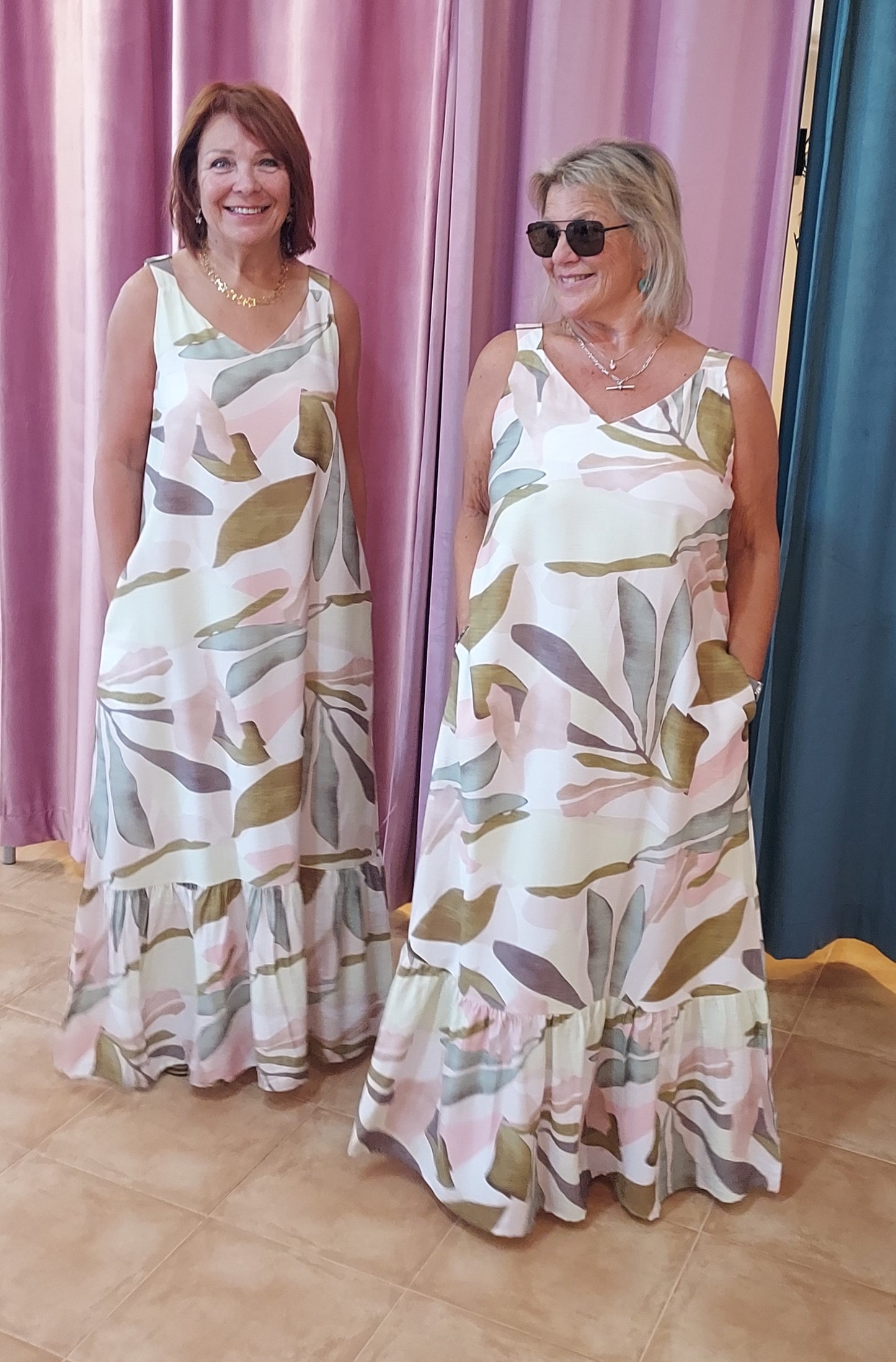 Carlita maxidress soft pink/green print