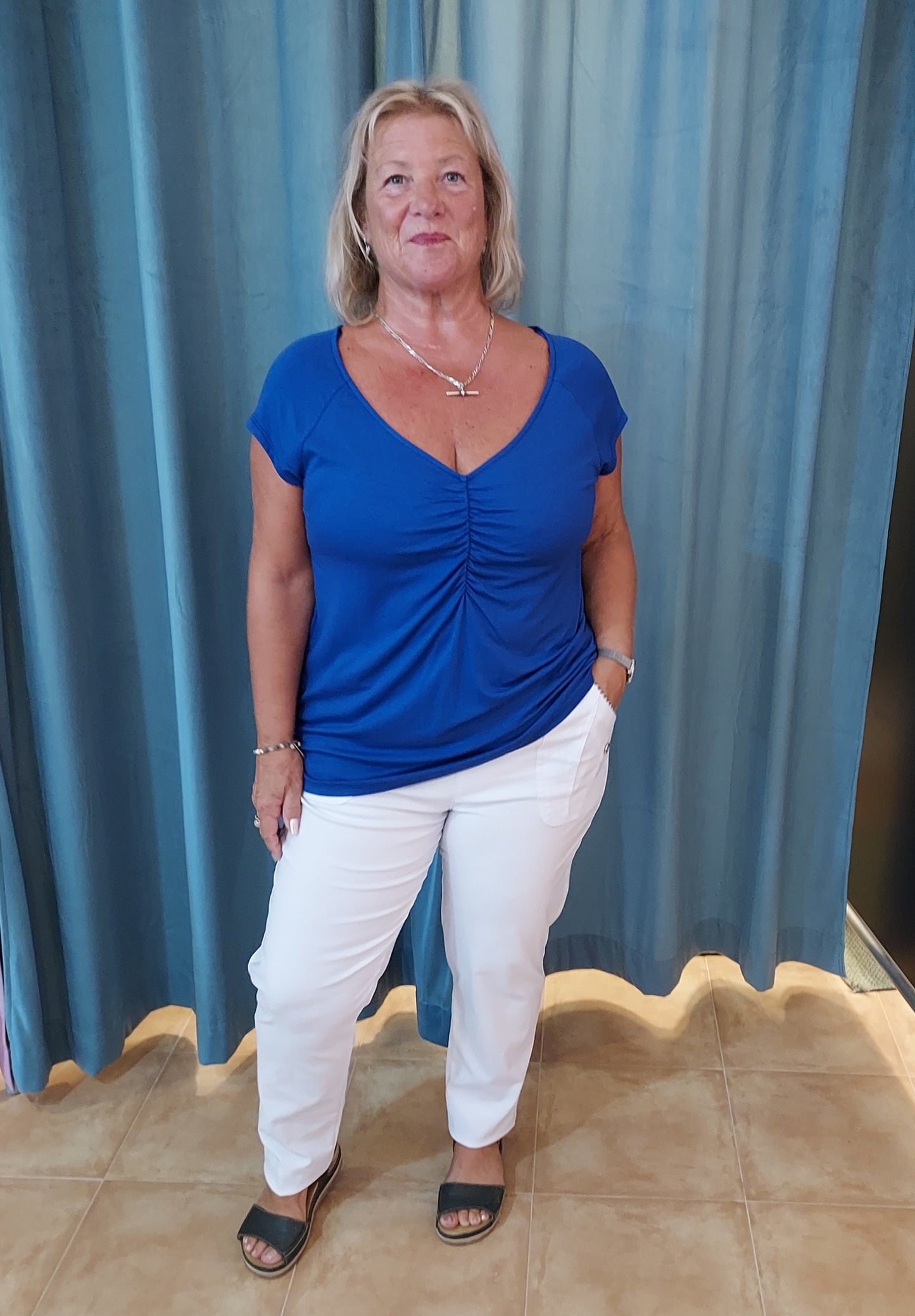 Bel Blue V-neck Top