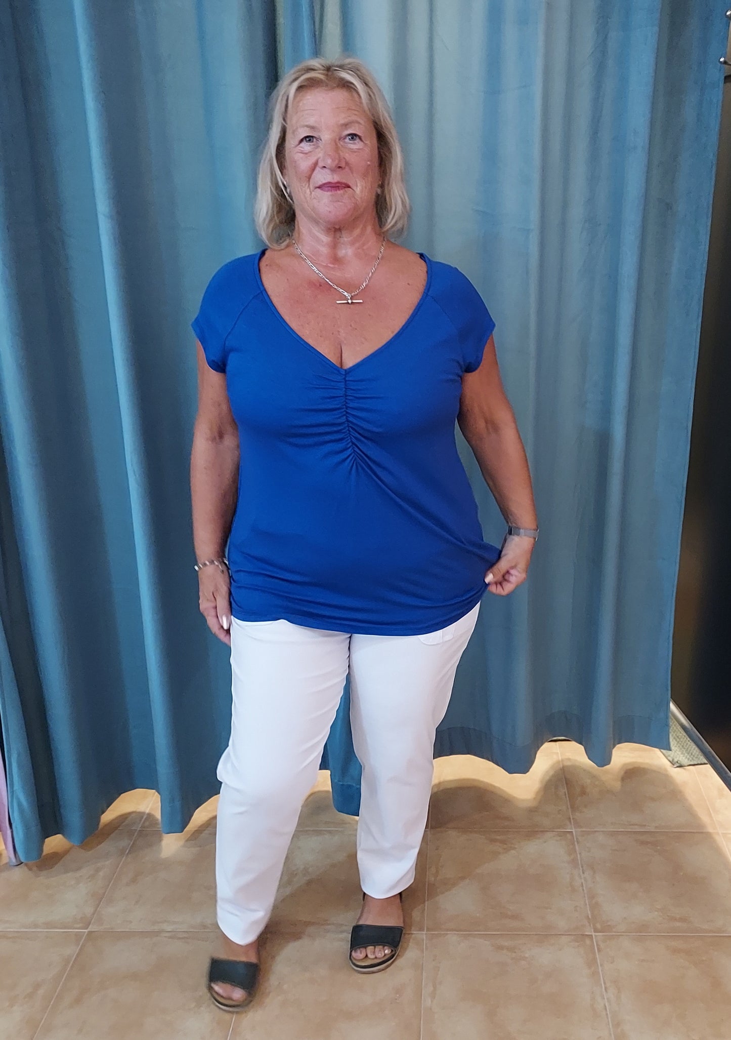 Bel Blue V-neck Top