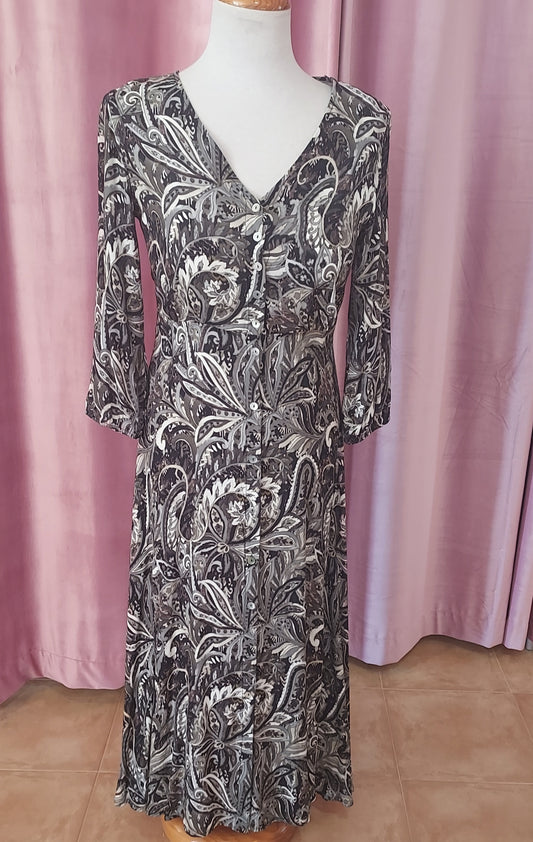 Geri Long black/grey leaf shirt dress