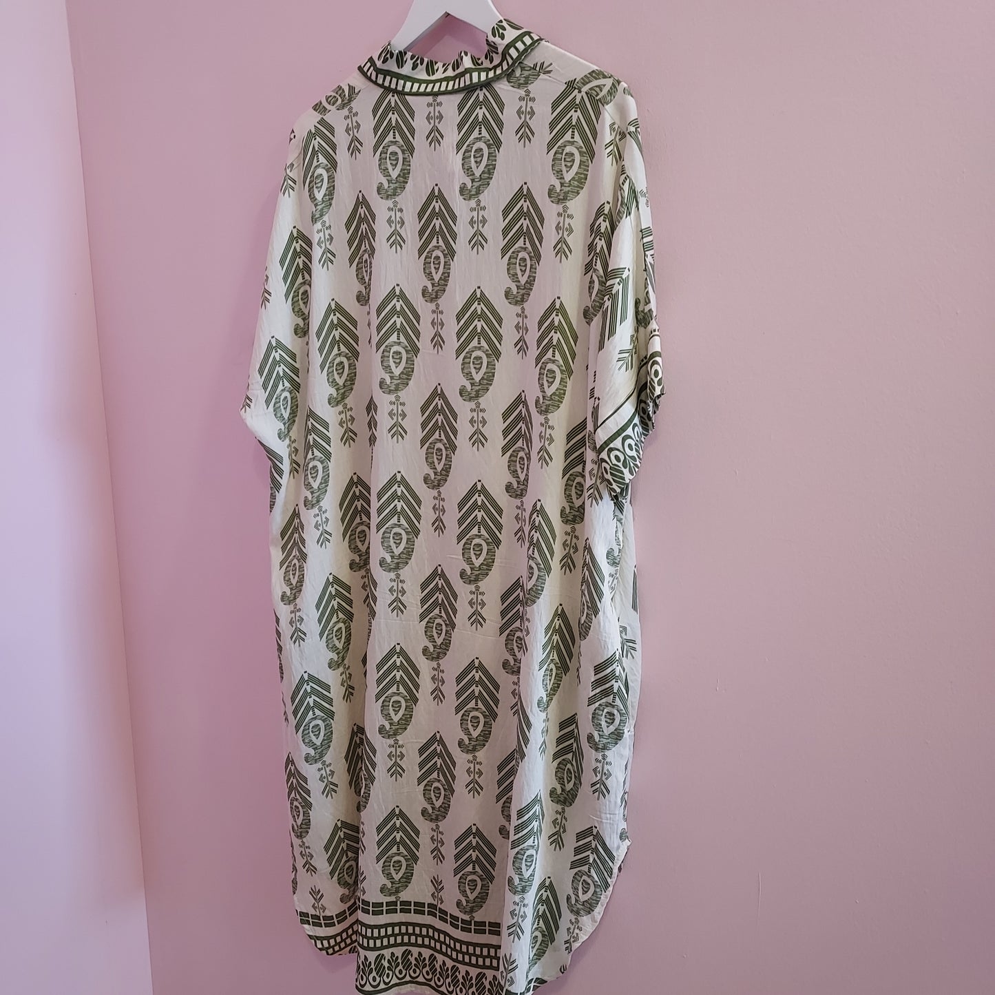Green print tunic/dress short sleeves