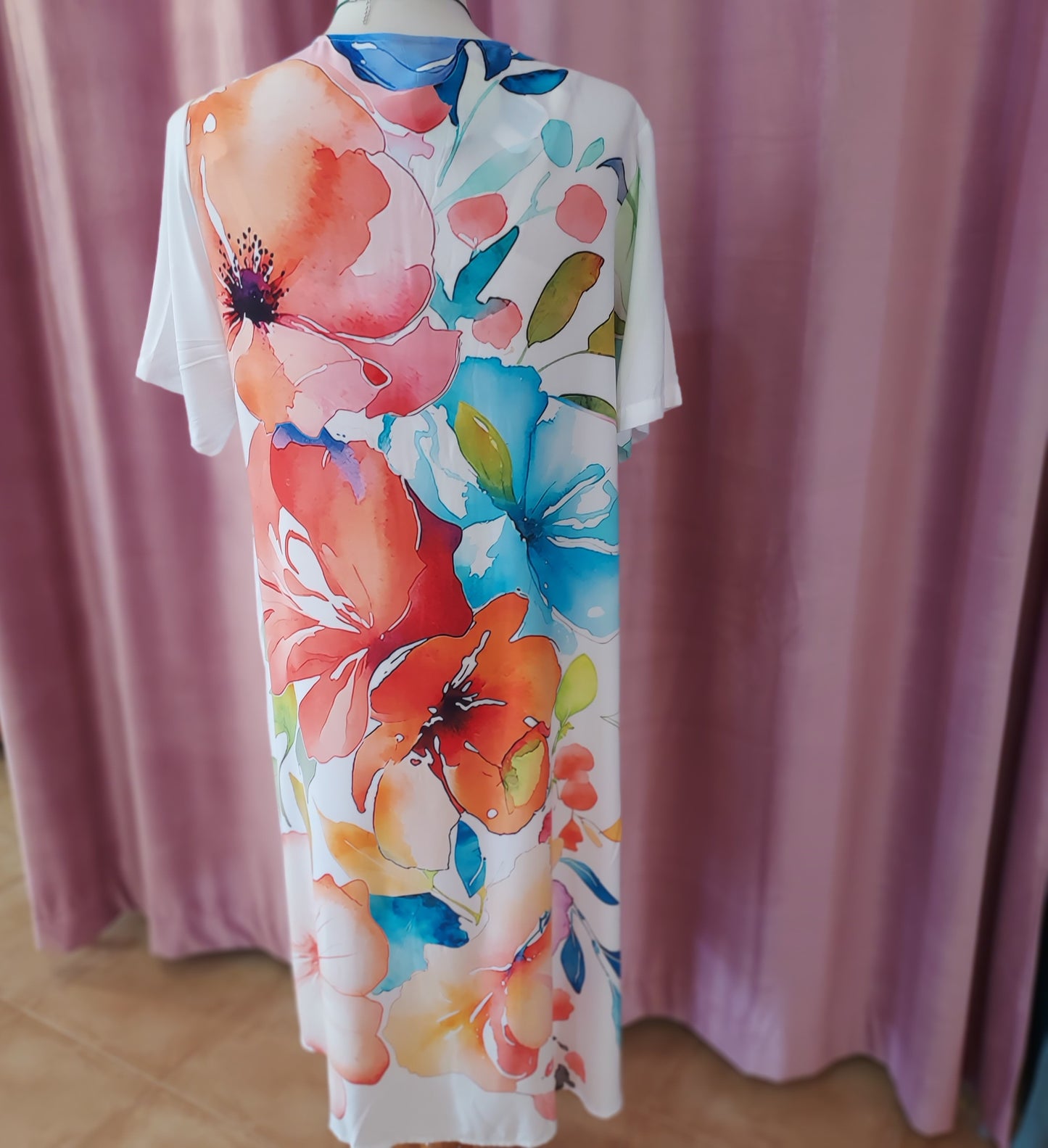 Bold floral print on white background