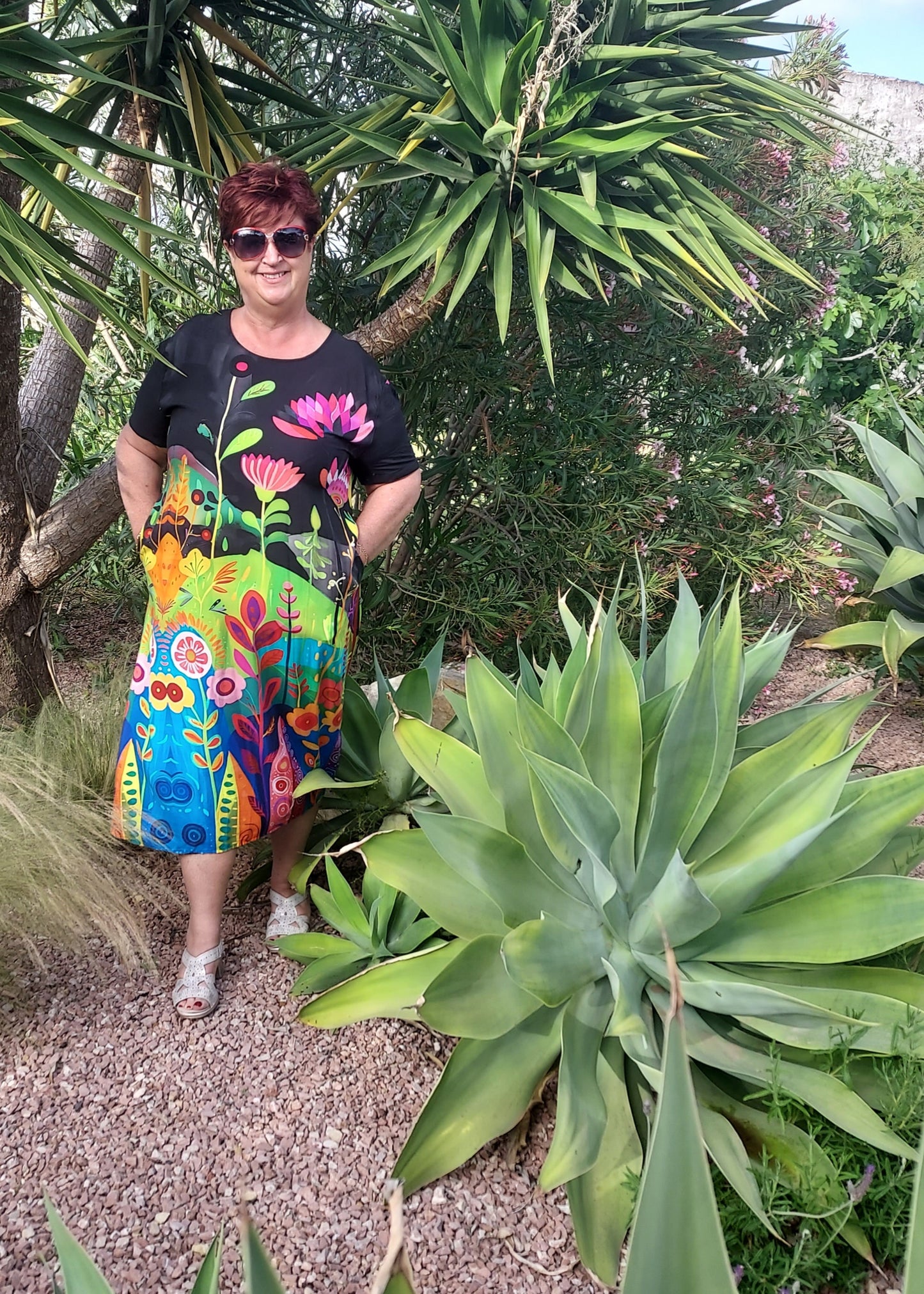 Bold floral print dress