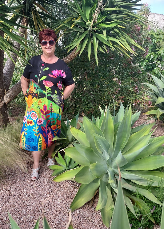 Bold floral print dress