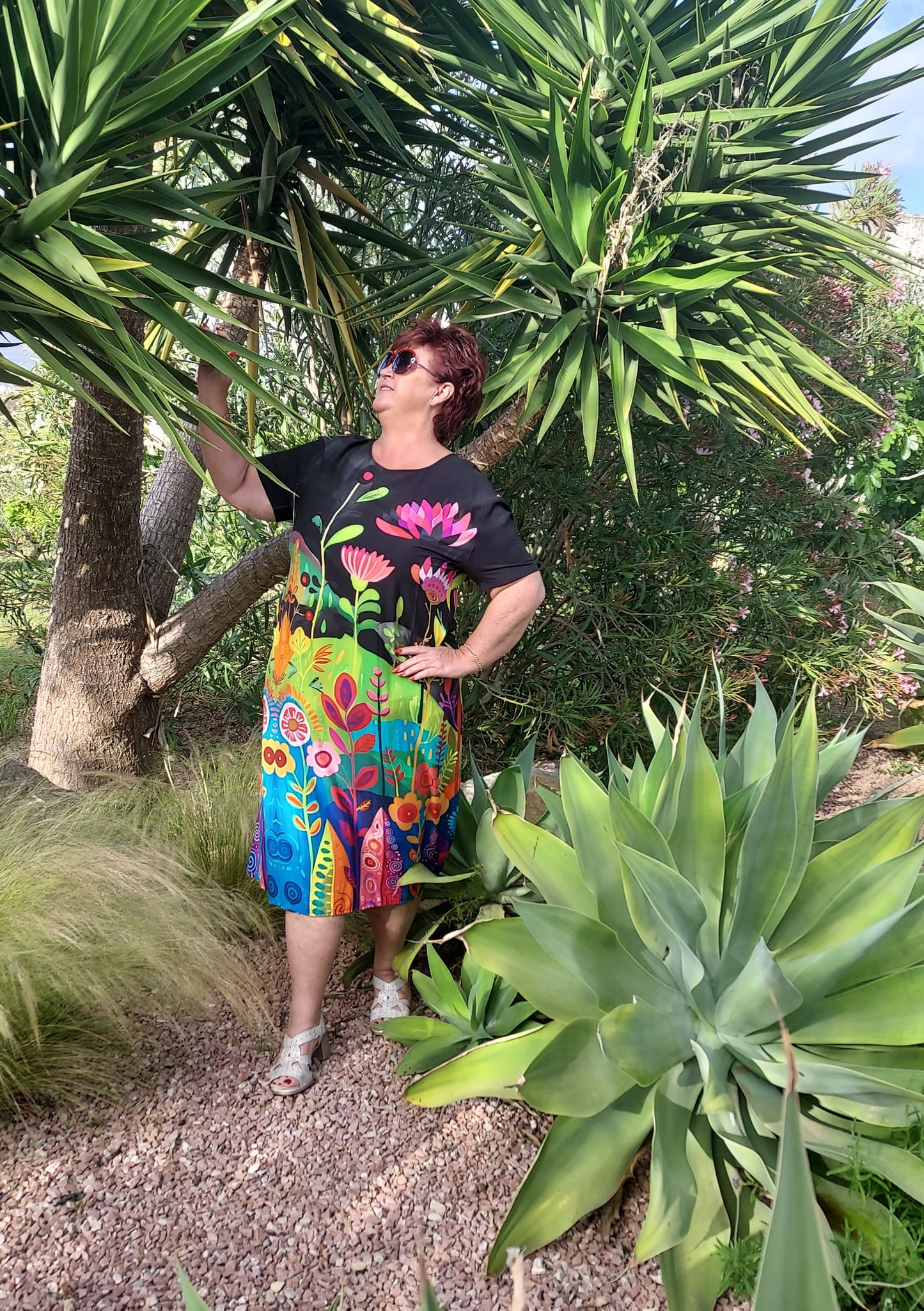 Bold floral print dress