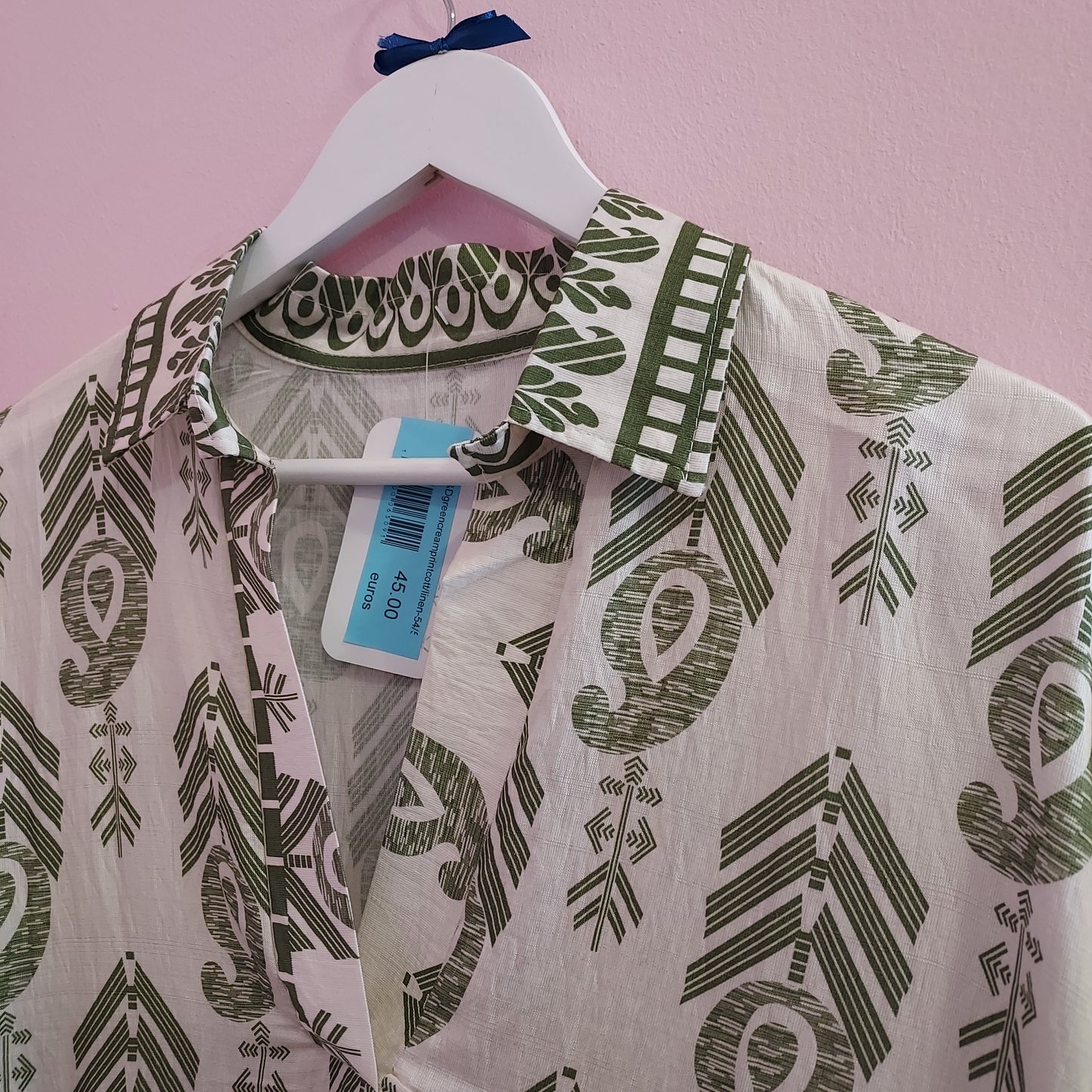 Green print tunic/dress short sleeves