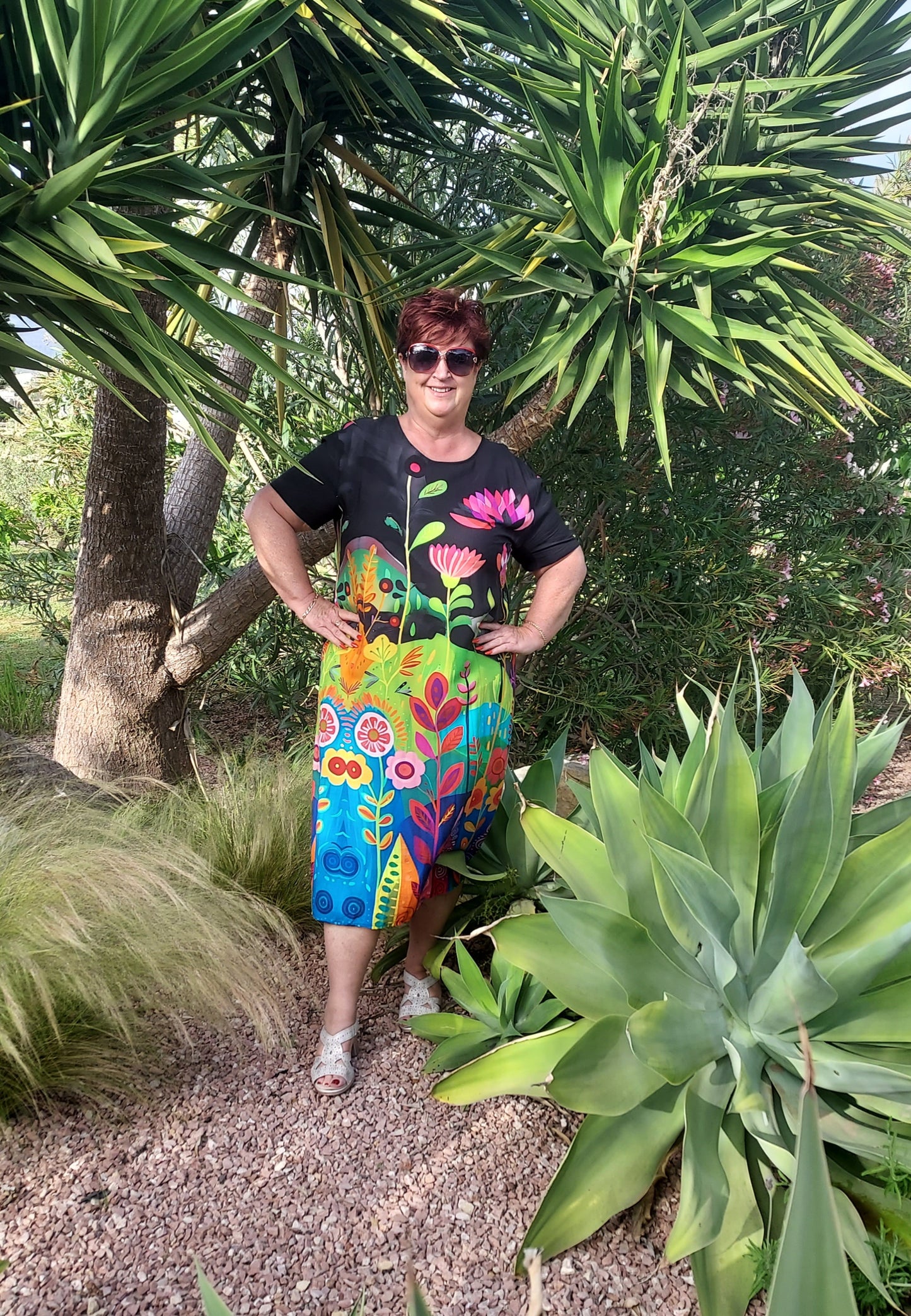 Bold floral print dress